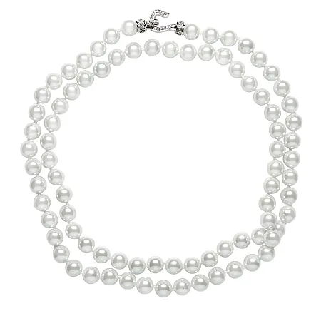 Κολιέ με πέρλες από φίλντισι 10 χιλιοστών, ασημένιο κούμπωμα με ζιργόν, μήκος 93cm, επιπλατινωμένο, silverline,