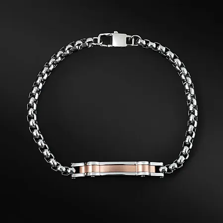 TRIBUTE, αντρικό, βραχιόλι, από, ανοξείδωτο, ατσάλι με ροζ, επιχρύσωμα,