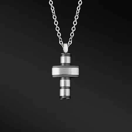 TRIBUTE, αντρικό, ματ, κολιέ, από, ανοξείδωτο, ατσάλι με σταυρό, μαύρο, επιπλατίνωμα,