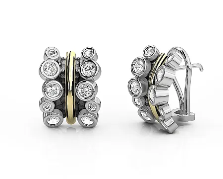 silverline,ασημένια, γυναικεία, σκουλαρίκια, με stand clip, άσπρο τοπάζ, φλούδα, χρυσού, Κ18 και μαύρο, ρόδιο