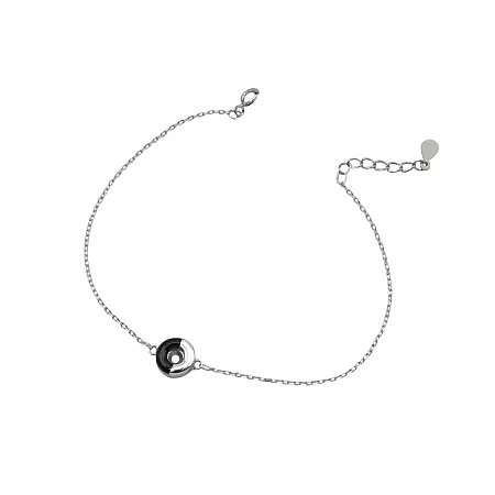 silverline, ασημένιο, γυναικείο, βραχιόλι με άσπρο, επιπλατίνωμα, μαύρο, σμάλτο, 18+2cmExt.Chain,