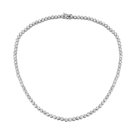 silverline, ασημένιο, γυναικείο, κολιέ, ριβιέρα με ζιργκόν, άσπρο, επιπλατίνωμα,