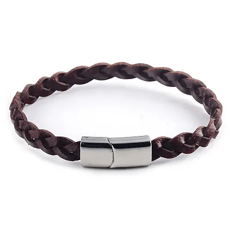 Ανδρικό βραχιόλι από ανοξείδωτο ατσάλι & δέρμα,21cm, TRIBUTE,0230445901