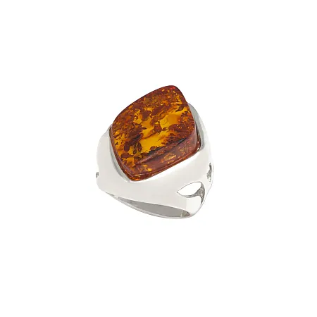 Δαχτυλίδι με κεχριμπάρι, ασημένιο, ρόμβος,γυναικείο,silverline