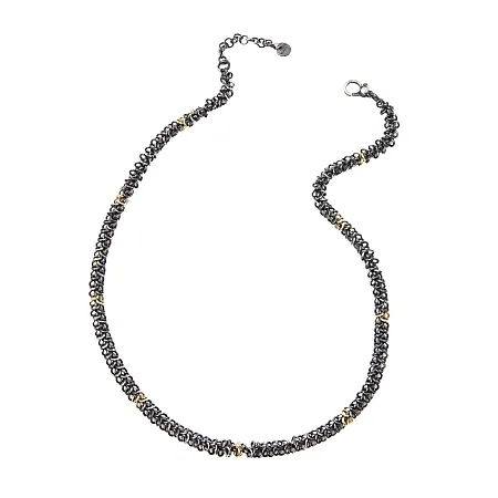 TRIBUTE, αντρικό, ασημόχρυσο, κολιέ με 925, ασήμι, κίτρινο, Κ18, χρυσό και μαύρο, ρόδιο, 52, +, 6, ext, chain,