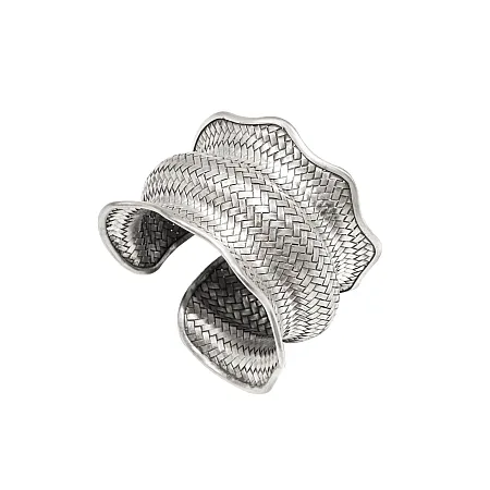 TRIBUTE, χειροποίητη, 990 ασημένια, unisex, χειροπέδα, πάχους, 49χιλιοστών, πλεκτή, οξειδωμένη, free size,