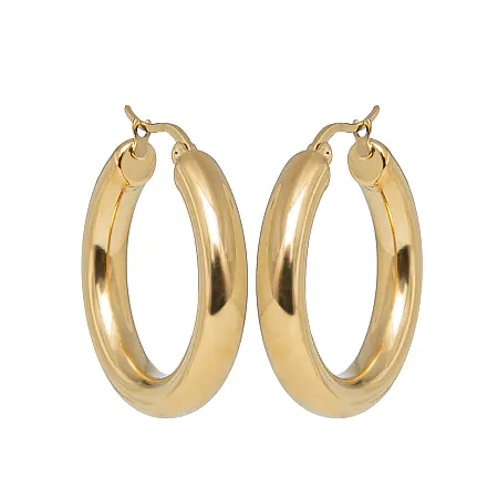 Σκουλαρίκια γυναικεία, μεσαίοι κρίκοι, 3Χ3 εκατοστά,, πάχος 4 χιλιοστά, από ανοξείδωτο ατσάλι, με κίτρινο επιχρύσωμα ή σε λευκό χρώμα, silverline, 0130552301,