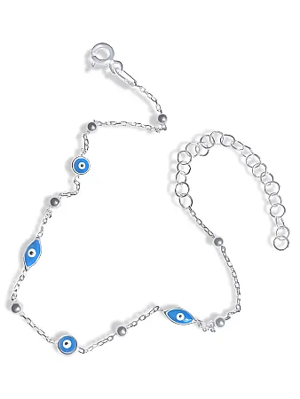 Βραχιόλι, ασημένιο, γυναικείο, με μάτια βασκανίας, σμάλτο, ;άσπρο επιπλατίνωμα, 18,5 εκατοστά συν 5 εκατοστά αλυσίδα προέκτασης, silverline, SBRA4,