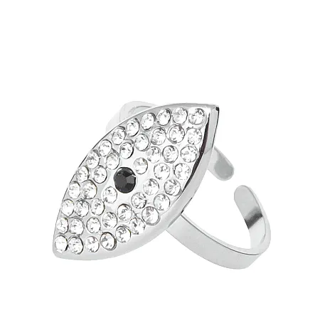 Δαχτυλίδι, από, ανοξείδωτο ατσάλι, free size, γυναικείο, με μάτι βασκανίας & ζιργκόν, silverline, 0430694401,