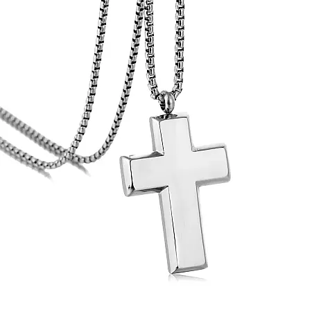 Κολιέ από ανοξείδωτο ατσάλι, ανδρικό, με σταυρό 2Χ3,7 εκατοστών & καδένα  60 εκατοστών, TRIBUTE