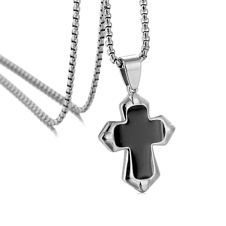 Ατσάλινο ανδρικό κολιέ  με σταυρό 2,5Χ4 εκατοστών &  60 εκατοστών αλυσίδα, TRIBUTE, 0330346901
