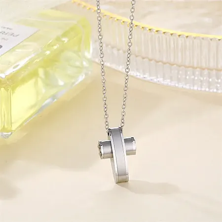 Κολιέ από ατσάλι ανδρικό με σταυρό 2X1,7 εκατοστών & 50+5 εκατοστών αλυσίδα με επέκταση, TRIBUTE 0330346601