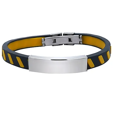 Ανδρικό βραχιόλι με καουτσούκ από ανοξείδωτο ατσάλι, εσωτ.διάμετρος 7 εκατοστά, TRIBUTE, 0230270402